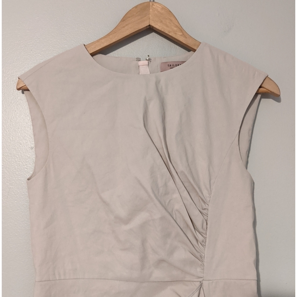 Rebecca Taylor Cream Ruched Ruffle Sheath Dress - Picture 6 of 14